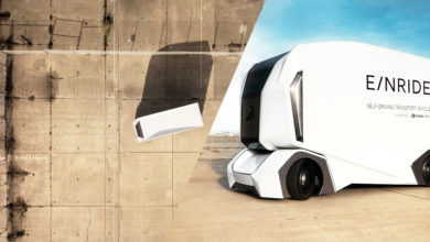 המשאית האוטונומית של חברת Einride בצבע לעבן