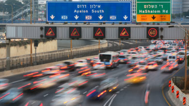 עומס תנועה באיילון דרום באיזור תל אביב