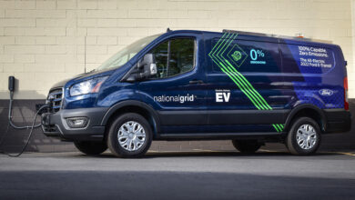 פורד טרנזיט חשמלי e Transit בצבע כחול