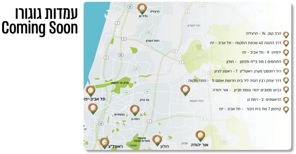 תחנות מתוכננות ל-2022 של גוגורו בישראל
