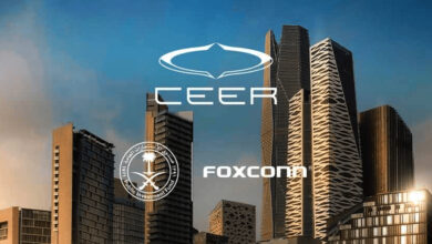 מצגת עם הלוגו של פוקסקון ו-CEER