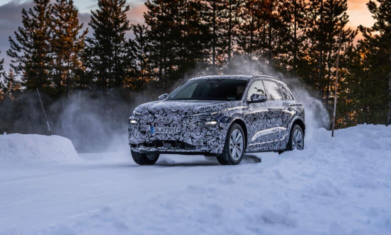 אאודי Q6 אי-טרון חשמלית במבחנים בשלג