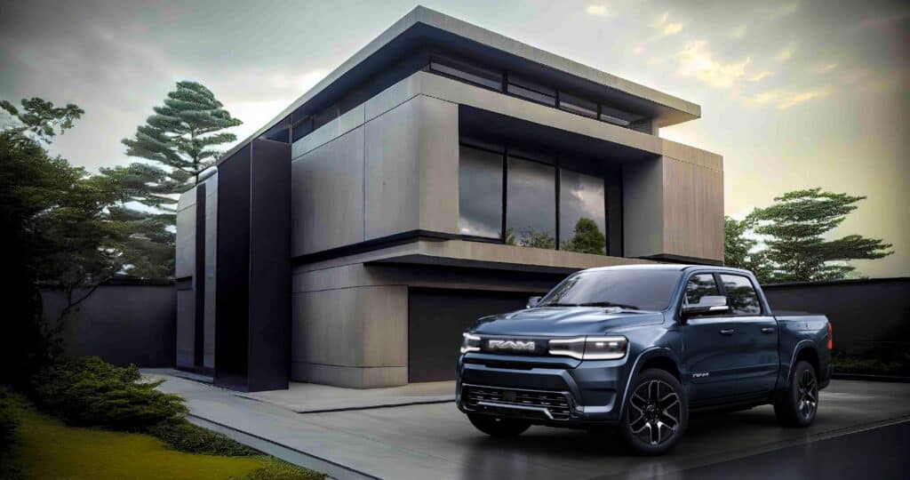 ראם 1500 REV מבט קדמי בחניון ביתי