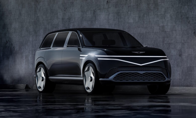 מבט קדמי בזווית על רכב הקונספט ג׳נסיס ניאולון