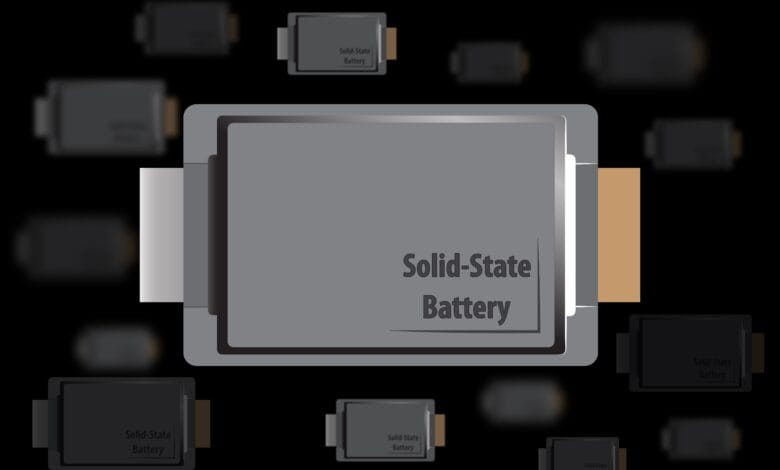 עיצוב ותכנון של סוללת מצב מוצק לרכב חשמלי, איור קונספט לתעשיית הרכב העתידית