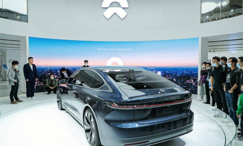 רכב חשמלי ניו ET7 בתערכות הרכב בשנגחאי בשנת 2021