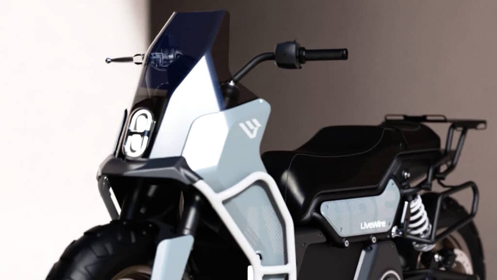החלק הקדמי של קטנוע LiveWire חשמלי