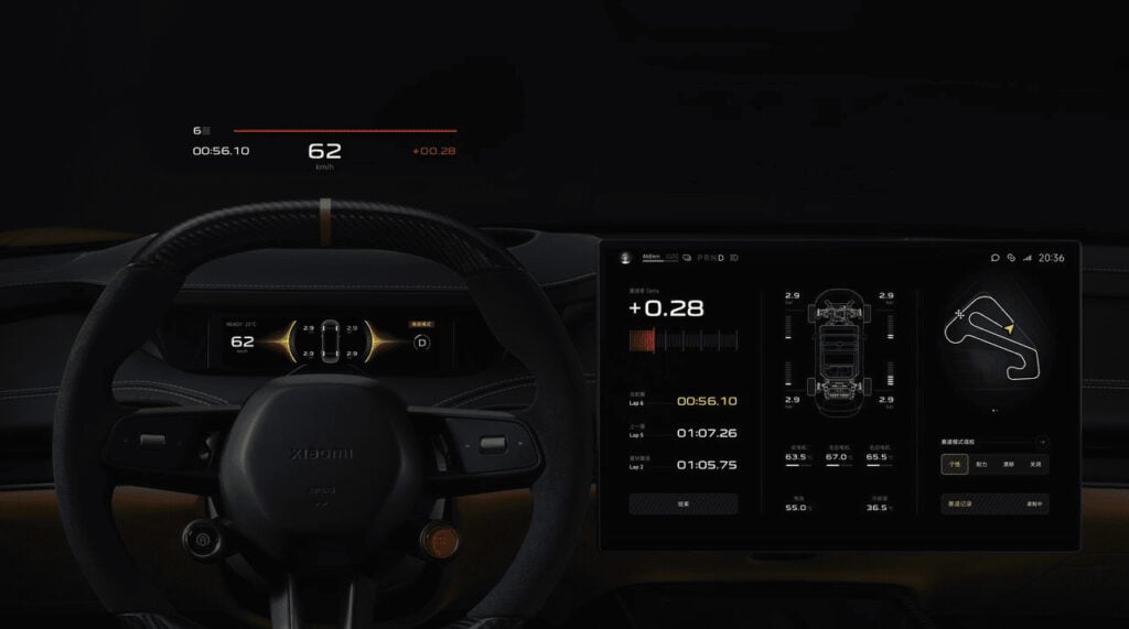 ההגה ומסך המולטימדיה של שיאומי SU7 אולטרה